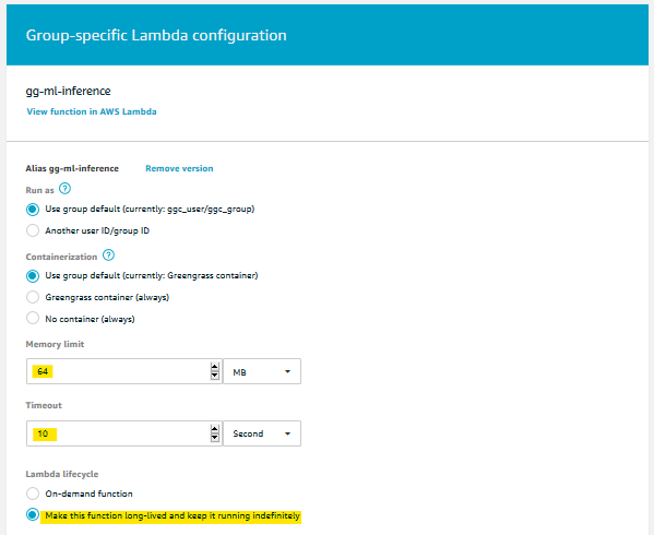 Config long-lived Lambda