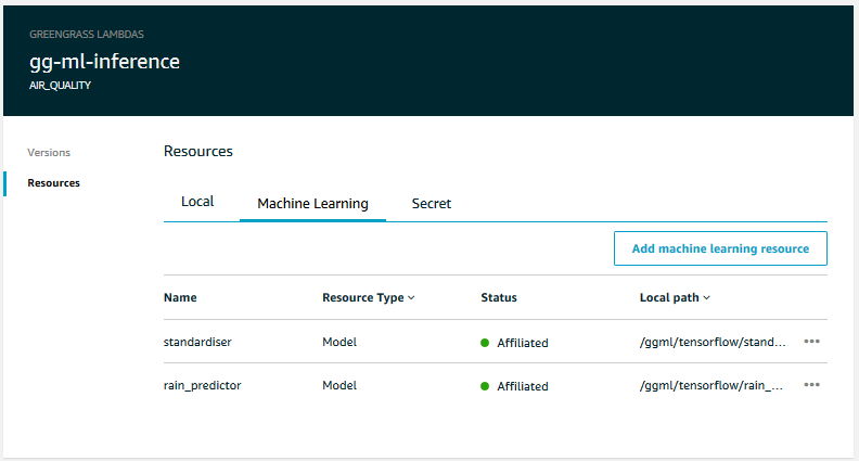 Attach ML resources