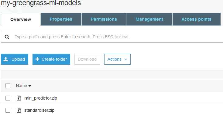 ML Resources in a bucket